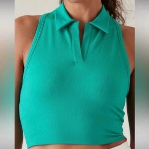Athleta Aurora Seamless Crop Polo Tank M